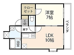 コーポA&H 2階1LDKの間取り