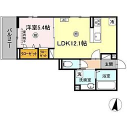 ラ・ココル 2階1LDKの間取り