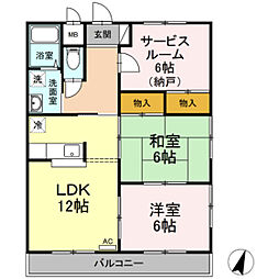 グランドハイツ 3階2SLDKの間取り