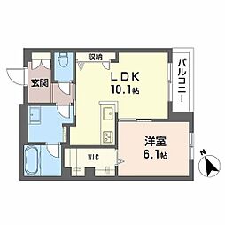 Ｏｌｉｖｅｃｏｕｒｔ（オリーブコート） 3階1LDKの間取り