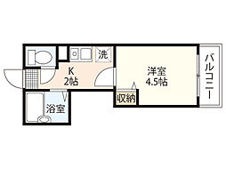メゾフォルテ大宮 4階1Kの間取り