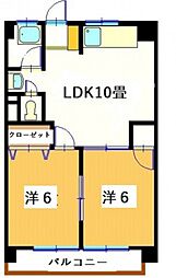 第2今井ビル 2階2LDKの間取り