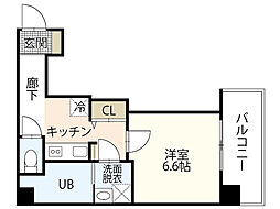 エクセル中広 4階1Kの間取り
