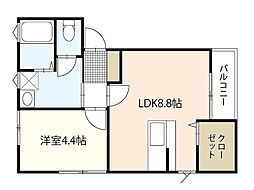 リノリノアパートメント江波 1階1LDKの間取り