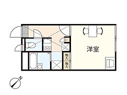 レオパレスwest 2階1Kの間取り