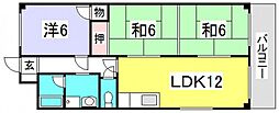 みのうコーポ 4階3LDKの間取り