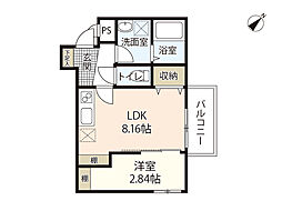 シンビ高須駅前III 3階1LDKの間取り