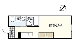プリマヴェーラ大野中央 1階ワンルームの間取り