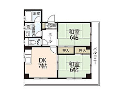 ラ・メゾン泰 2DKの間取図画像