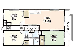ライオンズヒルズ田方 6階3LDKの間取り