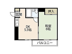 ダイアパレス土橋 8階1DKの間取り