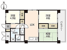 コーポアカシア 4階3LDKの間取り