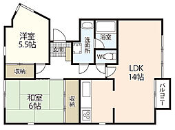 ロイヤルヨシソウ 2階2LDKの間取り