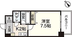 アムール祇園新橋 2階1Kの間取り