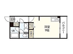 プレジャーコーポ五日市駅前 1階ワンルームの間取り