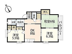 クレール日吉 2階3DKの間取り