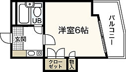 ドーム白島 5階1Kの間取り