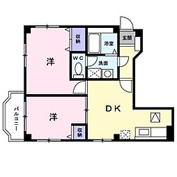 メゾンアヴニ−ル 1階2DKの間取り