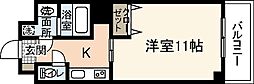 リバーハイツ 2階1Kの間取り