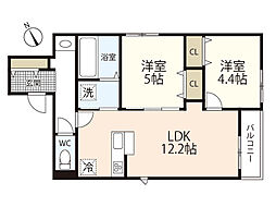 YOURMAISON KOI 1階2LDKの間取り