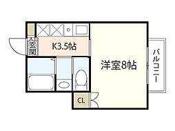 フェリーチェ安東 1階1Kの間取り