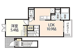 メゾン　ド　ペルレ　住村　II 2階1LDKの間取り