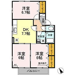 グレース東山本 2階3DKの間取り