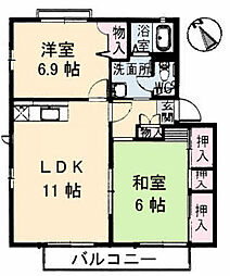 メゾンドール郡山 1階2LDKの間取り