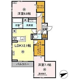 ヴィラルーチェ祇園 2階2LDKの間取り