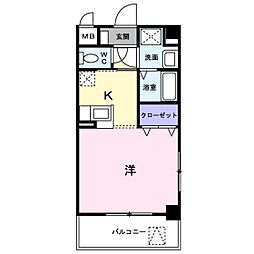 カルフ−ル緑井 2階ワンルームの間取り