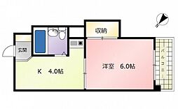 コーポ梶岡 1Kの間取図画像