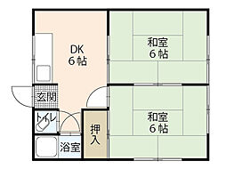 第二河村荘 2階2DKの間取り