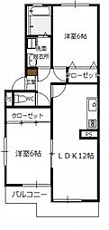 コーポ忠末 3階2LDKの間取り