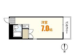 キングスフォーラム 4階1Kの間取り