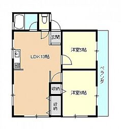 第1コーポ清流 1階2LDKの間取り