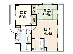キャトル　セゾン 5階2LDKの間取り
