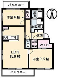 メイプルヒルズ 2階2LDKの間取り
