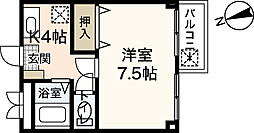 プティＴＯ 3階1Kの間取り