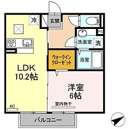 ペニーレイン 1階1LDKの間取り
