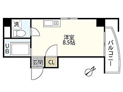 第8田中興産ビル 5階ワンルームの間取り