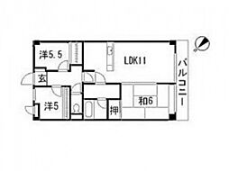 グリーンルージュM 4階3LDKの間取り