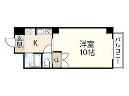 マンション雄創 5階1Kの間取り