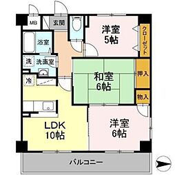 グランドール清水 4階3LDKの間取り