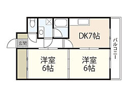 房尾本店三篠ビル 5階2DKの間取り