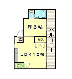 大橋マンション 4階1LDKの間取り