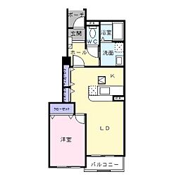 フォレストサイド7番館 1階1LDKの間取り