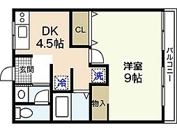 第二石丸ビル 1階1DKの間取り