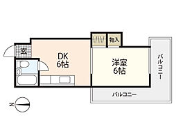 （西原）中田ビル 3階1DKの間取り