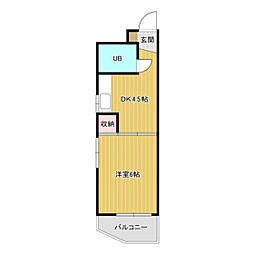 山崎マンション 3階1DKの間取り