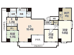 上幟町ハイム 4階3LDKの間取り